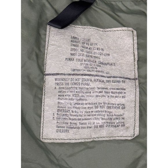 US Military ECWCS Cold Weather Parka Field Jacket Woodland Camo Large Short - Picture 3 of 12
